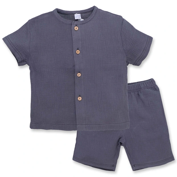 Комплект дитячий уні, р.104-110 см, муслін, сірий фото Татошка