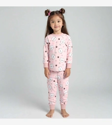 Піжама дитяча для дівчинки, р.80-98 см, інтерлок, рожева з принтом фото на tatoshka.ua