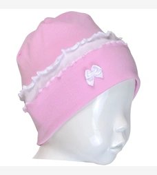 Шапочка для дівчинки, 46-52 см, рібана, рожева фото на tatoshka.ua