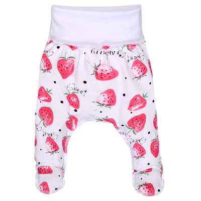 Ползунки на резинке для девочки, 56-74см, кулир, белый с принтом