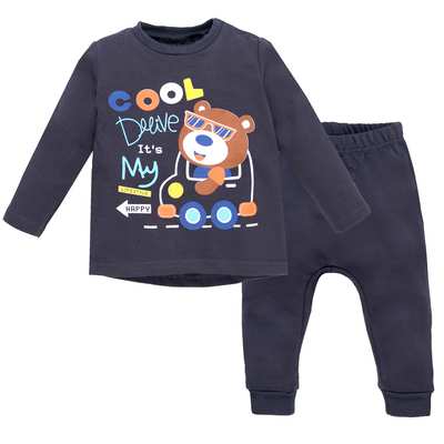 Костюм дитячий комлектом, р.80-98 см, петельний футер, сірий з аплікацією