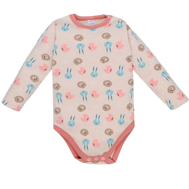 Боди для девочки, 80-92 см, интерлок 100% хлопок, бежевый с принтом. фото Татошка