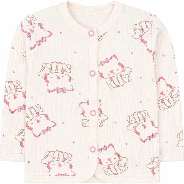 Дитяча кофточка для дівчинки, р.68-86 см, інтерлок рапорт, молочний з принтом фото Татошка