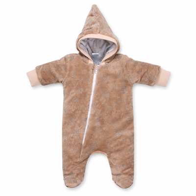 Детский комбинезон для мальчика р.56-62 см, велсофт, бежевый.