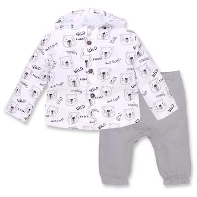 Комплект дитячий уні, р.74-98 см, муслін, білий з принтом