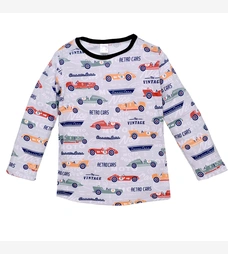 Дитячий джемпер для хлопчика, р.104-110 см, інтерлок, сірий меланж з принтом фото на tatoshka.ua