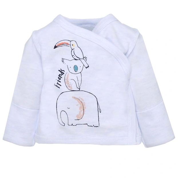 Распашонка уни, 50-56 см, интерлок 100% хлопок, голубой с аппликацией фото Татошка