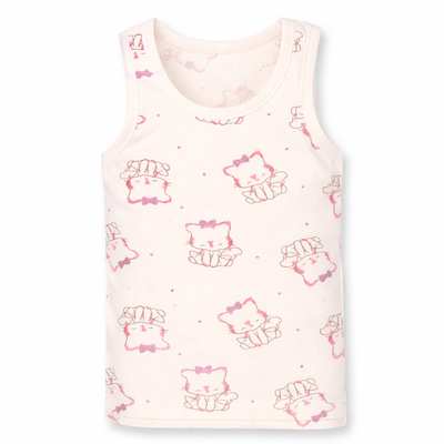 Дитяча майка для дівчинки, р.74-134 см, рібана, молочний з принтом