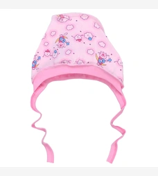 Детский чепчик для девочки, интерлок, розовый с принтом фото на tatoshka.ua