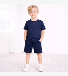 Комплект дитячий уні, р.116-134 см, муслін, синій фото на tatoshka.ua