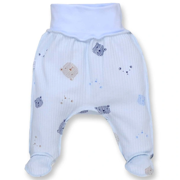 Повзунки на резинці уні, 56-62см, інтерлок рапорт, голубі з принтом фото Татошка