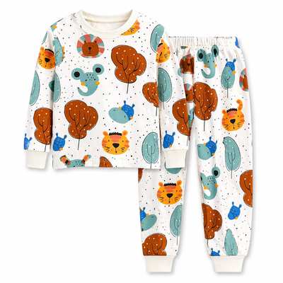 Піжама дитяча уні, р.80-98 см, інтерлок, біла з принтом