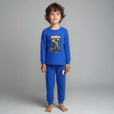 Дитяча піжама для хлопчика, р.98-146 см, інтерлок, блакитна з аплікацією