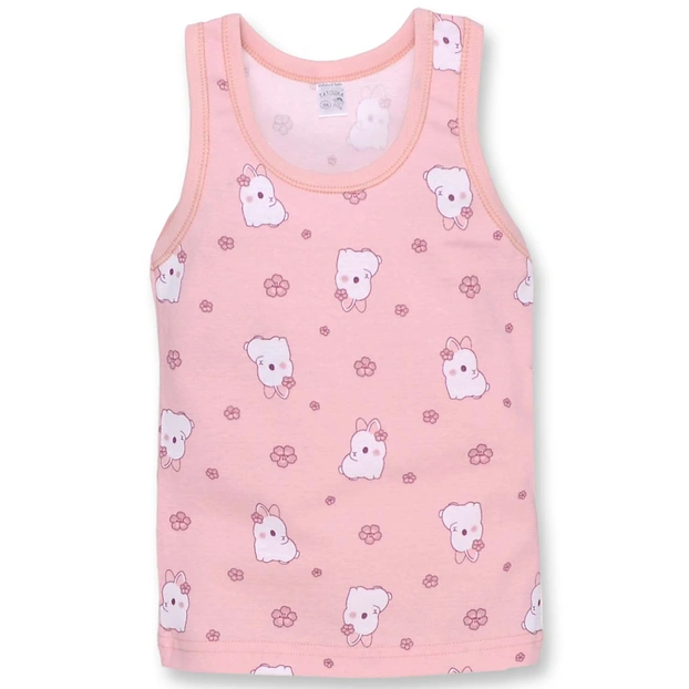 Дитяча майка для дівчинки, р.80-116 см, рібана, рожева з принтом фото Татошка