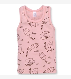 Дитяча майка для дівчинки, р.80-134 см, рібана, рожева з принтом фото на tatoshka.ua