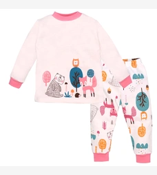 Дитяча піжама для дівчинки, р.80-164 см, футер з начісом, біла з принтом фото на tatoshka.ua