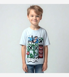 Футболка для хлопчика, р.104-146 см, кулір, блакитна з принтом фото на tatoshka.ua