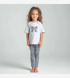 Комплект дитячий для дівчинки, р.134-164 см, кулір, сірий меланж з принтом фото на tatoshka.ua