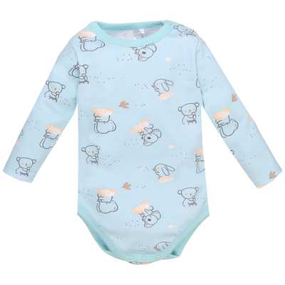 Боді уні, 80-98 см, інтерлок 100% бавовна, блакитна з принтом