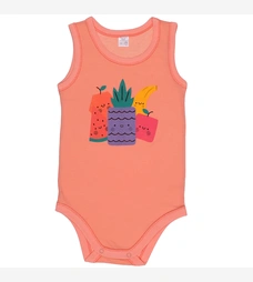 Детская боди-майка для девочки, р. 74-92см, кулир, коралловая с аппликацией фото на tatoshka.ua