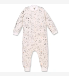 Дитячий комбінезон уні, р.74-92 см, футер, молочний з принтом фото на tatoshka.ua