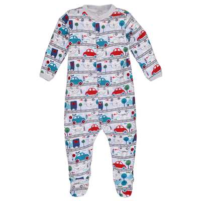 Дитячий комбінезон для хлопчика р.62-86 см, інтерлок, сірий з принтом