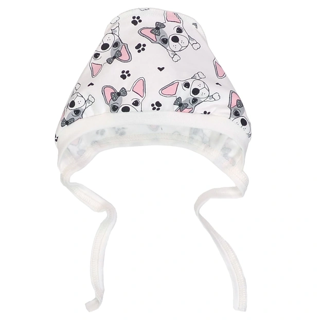 Дитячий чепчик для дівчинки, футер, молочний з принтом фото Татошка