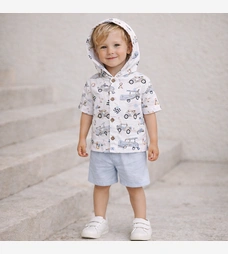 Комплект дитячий для хлопчика, р.92-110 см, муслін, білий з принтом фото на tatoshka.ua