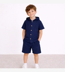 Комплект дитячий уні, р.116-134 см, муслін, синій фото на tatoshka.ua