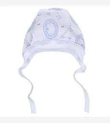 Дитячий чепчик уні, рібана, білий з принтом фото на tatoshka.ua