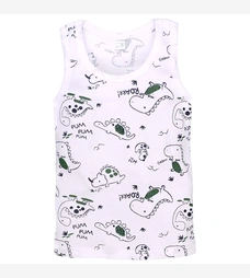 Дитяча майка для хлопчика, р.74-116 см, рібана, біла з принтом фото на tatoshka.ua