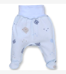 Повзунки на резинці уні, 56-62см, інтерлок рапорт, голубі з принтом фото на tatoshka.ua