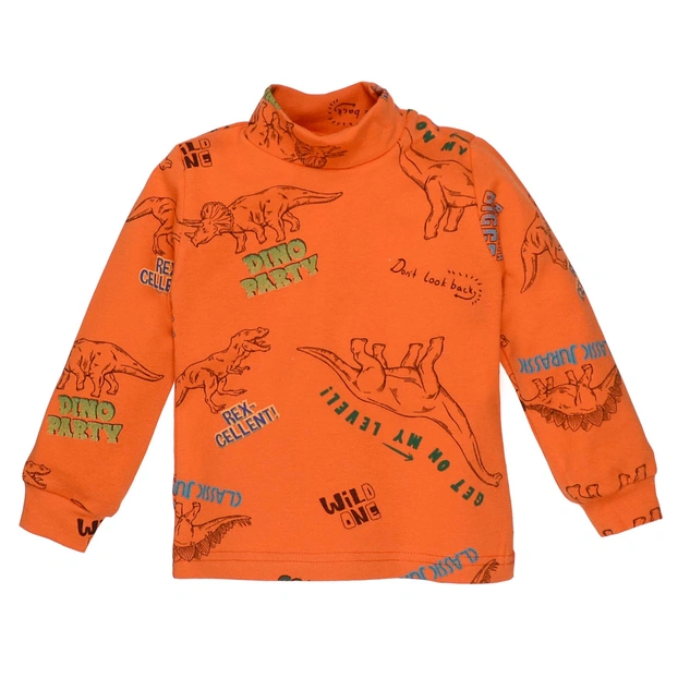 Дитячий гольф для хлопчика, р.86-116 см, рібана, помаранчевий з принтом фото Татошка