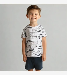 Комплект дитячий для хлопчика, р.116-152 см, кулір, сірий з чорним фото на tatoshka.ua