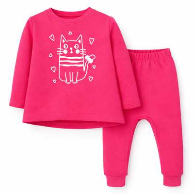 Костюм дитячий комлектом, р.80-98 см, петельний футер, рожевий з аплікацєю