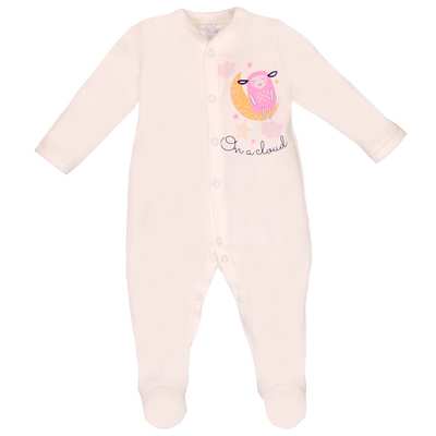 Дитячий комбінезон для дівчинки, р.62-74 см, інтерлок, молочний з аплікацією