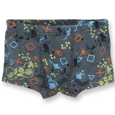 Дитячі труси-боксери для хлопчика, р. 92-140 см, рібана, сірі з принтом