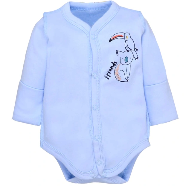 Боди для мальчика, 50-56 см, интерлок, голубой с аппликацией фото Татошка