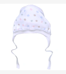 Детский чепчик для девочки, рибана, белый с принтом. фото на tatoshka.ua