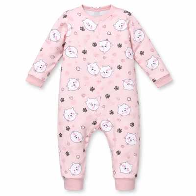 Дитячий комбінезон для дівчинки , р.80-86 см, інтерлок, рожевий з принтом