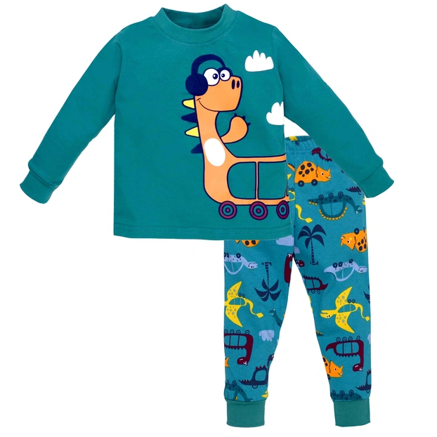 Дитяча піжама уні, р.80-110 см, кулір, зелена з аплікацією фото Татошка