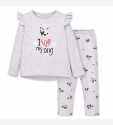 Комплект дитячий для дівчинки, р.104-134 см, кулір, сірий меланж з аплікацією фото на tatoshka.ua