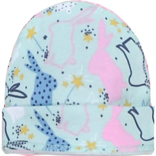 Детская шапочка, р 36-38 г, рибана, зеленая с принтом фото Татошка