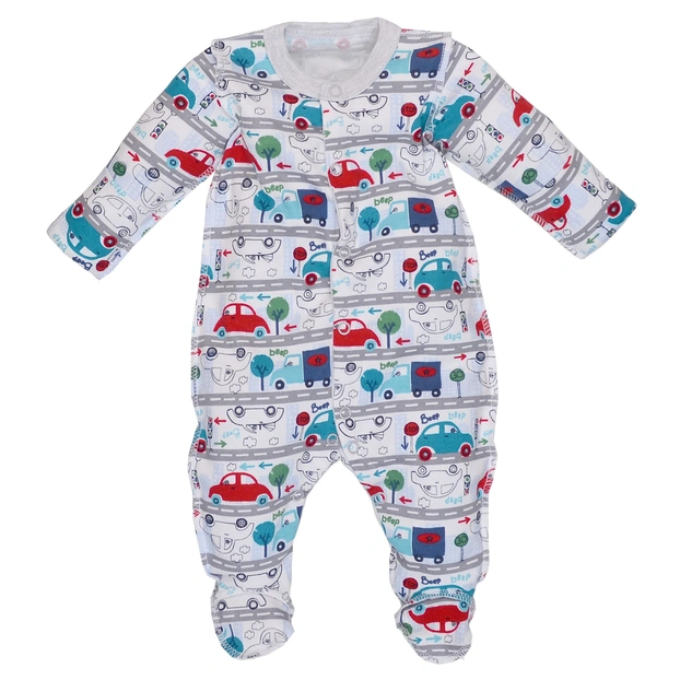 Дитячий комбінезон для хлопчика р.50-62 см, інтерлок, сірий з принтом фото Татошка