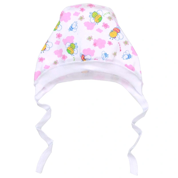 Детский чепчик для девочки, интерлок, белый с принтом. фото Татошка