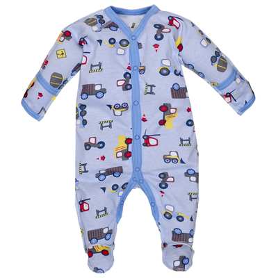 Дитячий комбінезон для хлопчика р.56 см, кулір, блакитний з принтом