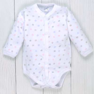 Боді для дівчинки, 62-74 см, інтерлок 100% бавовна, біла з принтом
