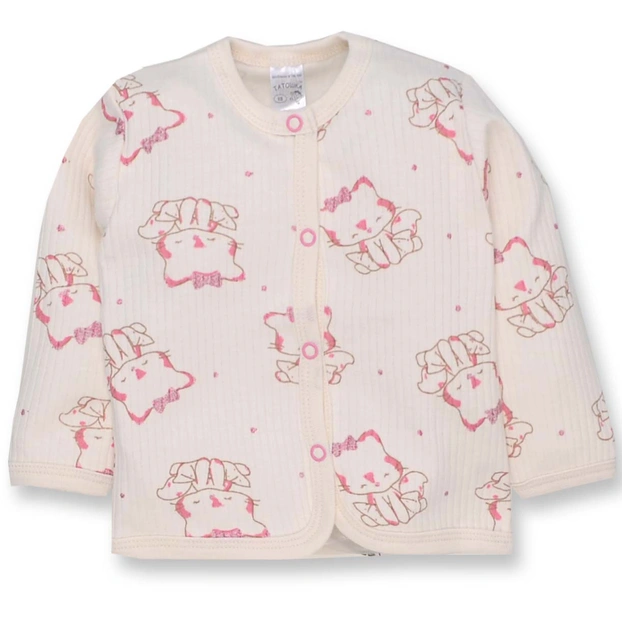 Дитяча кофточка для дівчинки, р.68-86 см, інтерлок рапорт, молочний з принтом фото Татошка