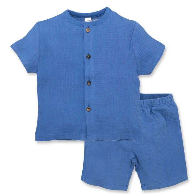 Комплект дитячий уні, р.104-110 см, муслін, синій фото Татошка