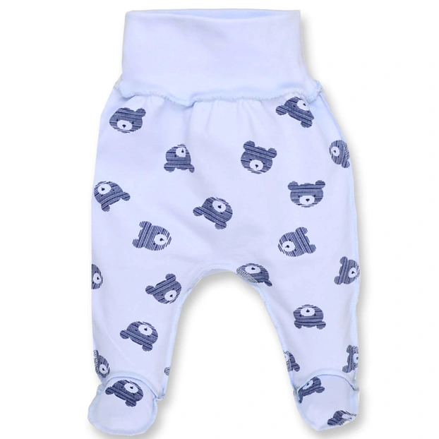 Повзунки на резинці уні, 56-62см, футер, блакитний з принтом фото Татошка